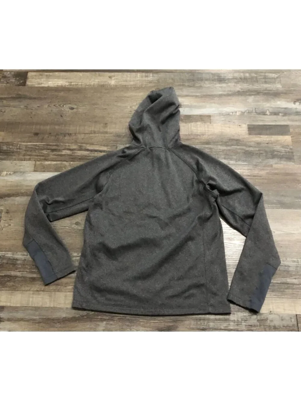 The North Face Mens Medium Gray with Neon Orange Full Zip Hooded Fleece Jacket